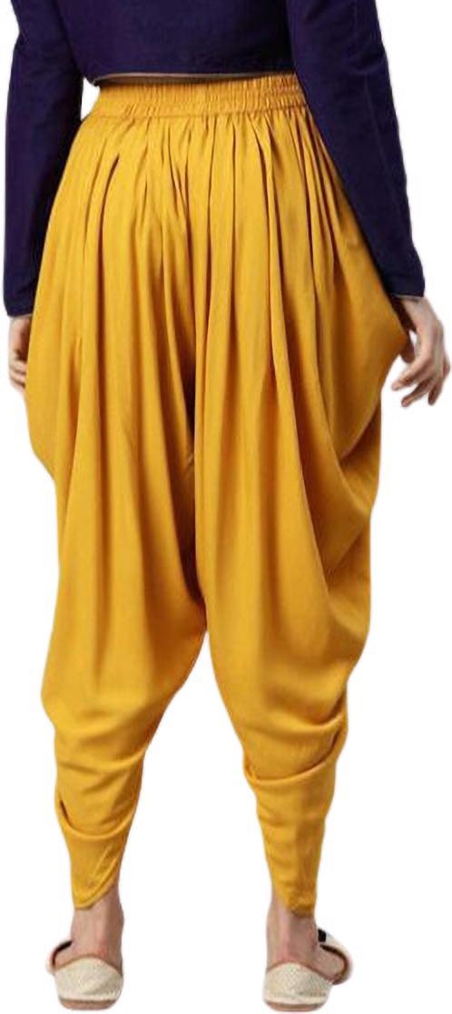PAVONINE Mustard Color Solid Beetel Rayon Fabric Patiala For Women & Girls