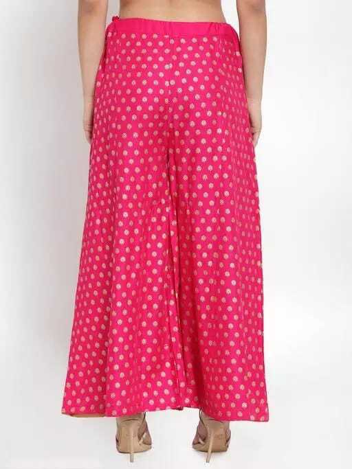 PAVONINE Rani Color Rayon Fabric Sun Print Palazzo For Women