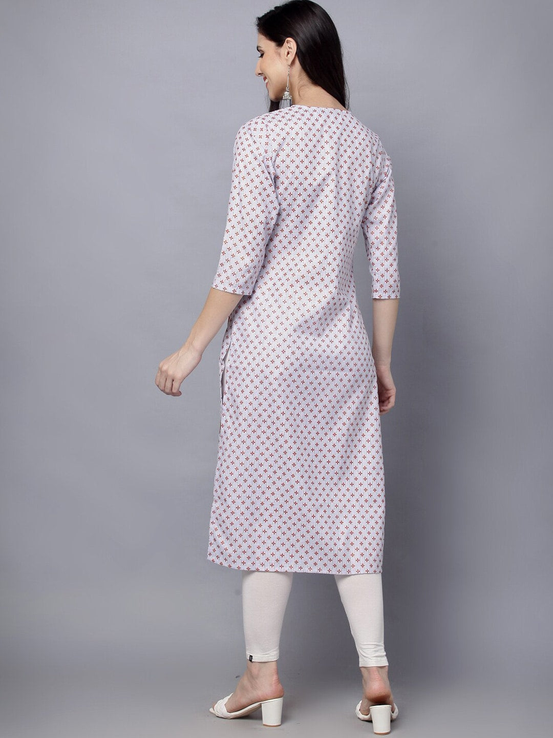 HERE&NOW Women Geometric Checked Patchwork Kurta