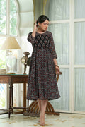 Juniper Black Georgette Festive Printed Anarkali Flared Anarkali Kurta For Women