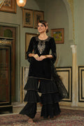 Juniper Black Velvet Festive Solid Straight Skd For Women