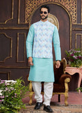 Raivat Ethnic Art Silk Digital Print Work Jacket Set In Multicolour