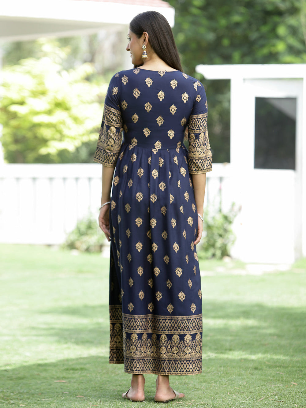Juniper Indigo Rayon Festive Dress For Women