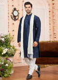 Raivat Ethnic Blue Colour Art Silk Kurta Pajama With Matching Dupatta