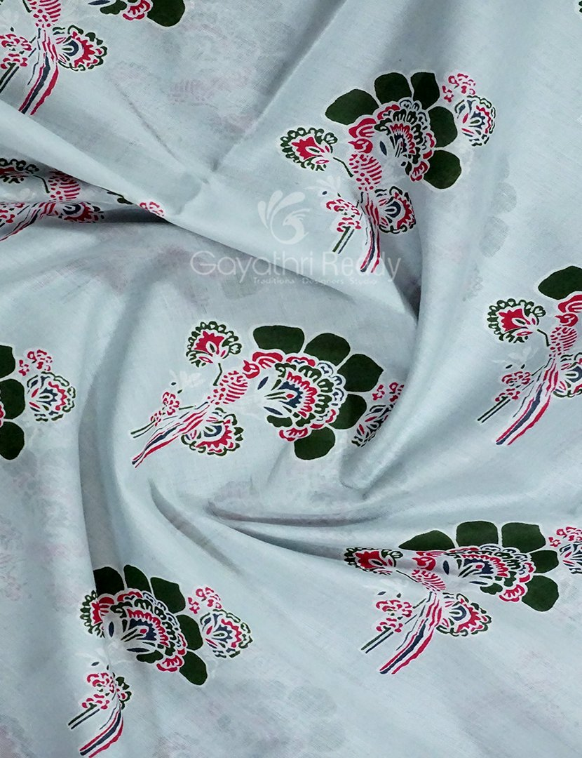 Block Print Light Pista Coloured Mulmul Cotton Saree By Gayathri Reddy Designer Studio