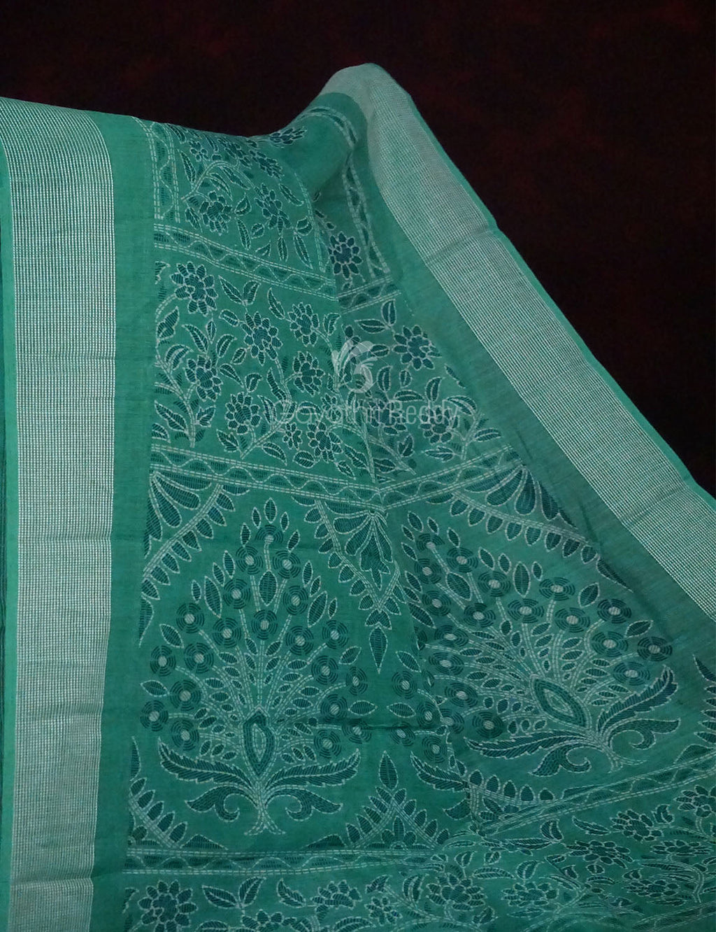 Sea Green Colour Printed Semi Chanderi Design Saree By Gayathri Reddy Designer Studio