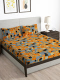 Story@home Arena Rust & Purple Printed 180 TC Bedsheet & Pillow Covers
