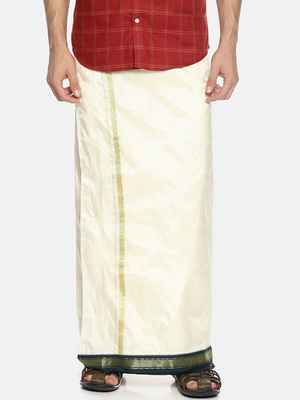 Sethukrishna Cream-Coloured Solid Readymade Dhoti For Men