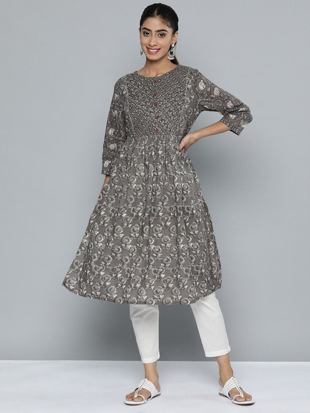 HERE&NOW Women Ethnic Motifs Printed Pure Cotton Kurta