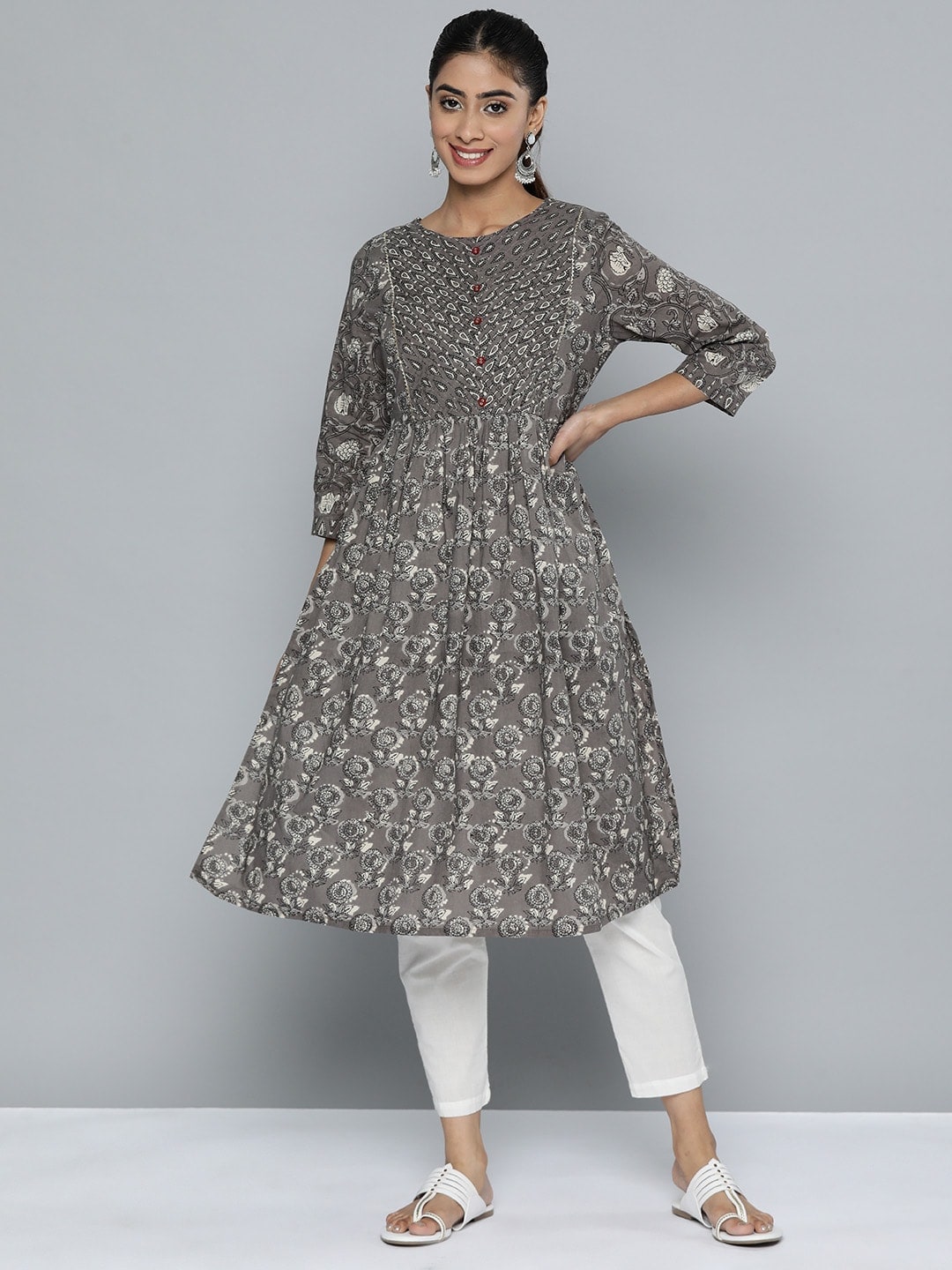 HERE&NOW Women Ethnic Motifs Printed Pure Cotton Kurta