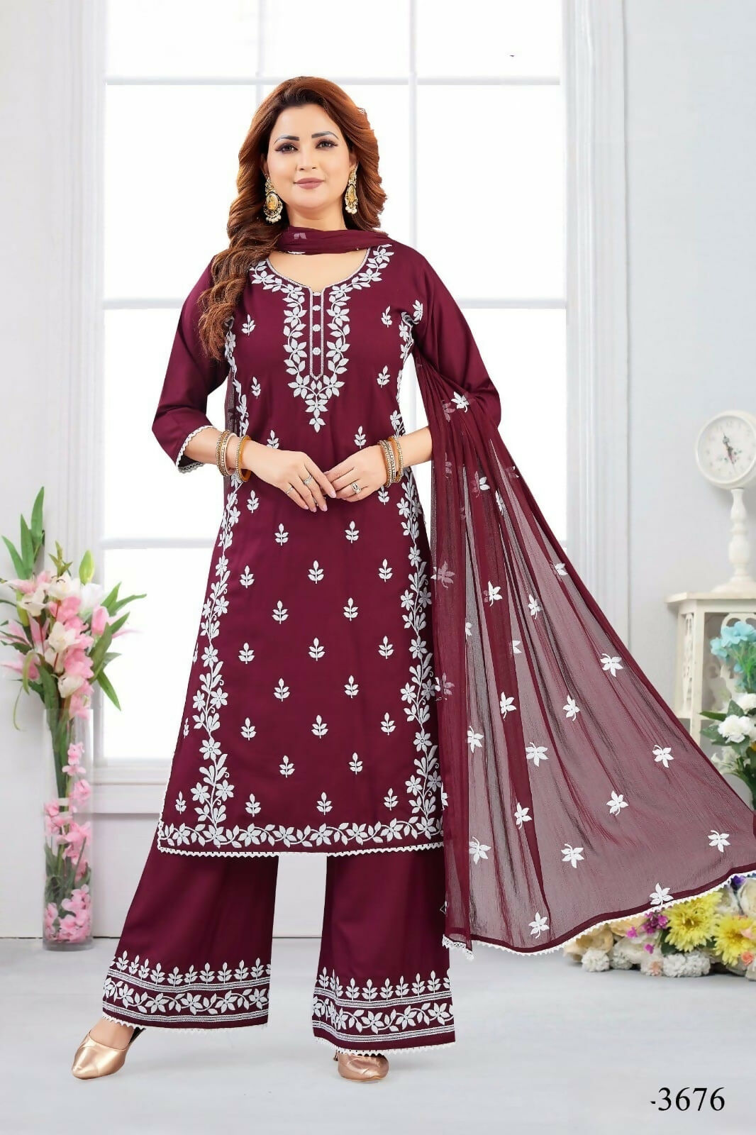 Joban Fashion Rayon Wine Color Kurta Set