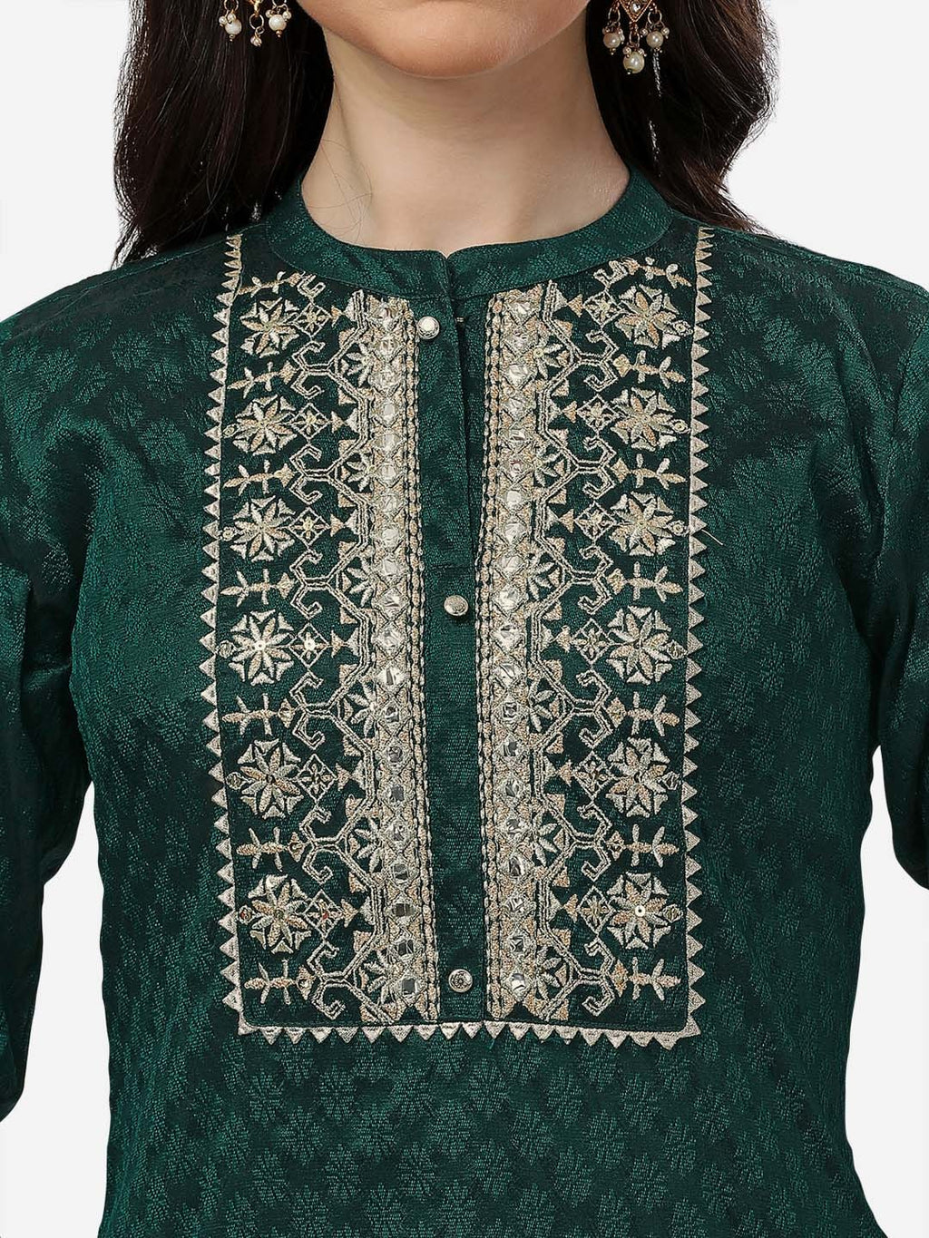 HERE&NOW Women Embroidered Thread Work Kurta with Trousers