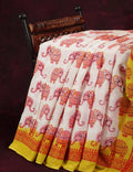 White Colored Elephant Block Print Pure Mulmul Cotton By Gayathri Reddy Designer Studio