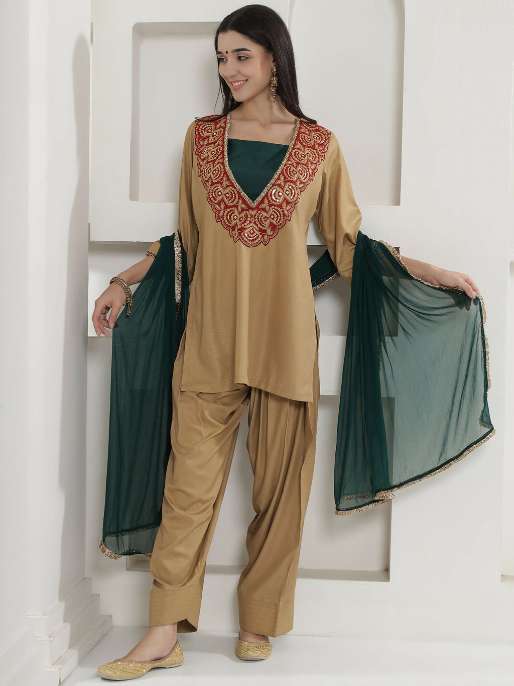 Joban Fashion Golden Farshi Salwaar Suit Set