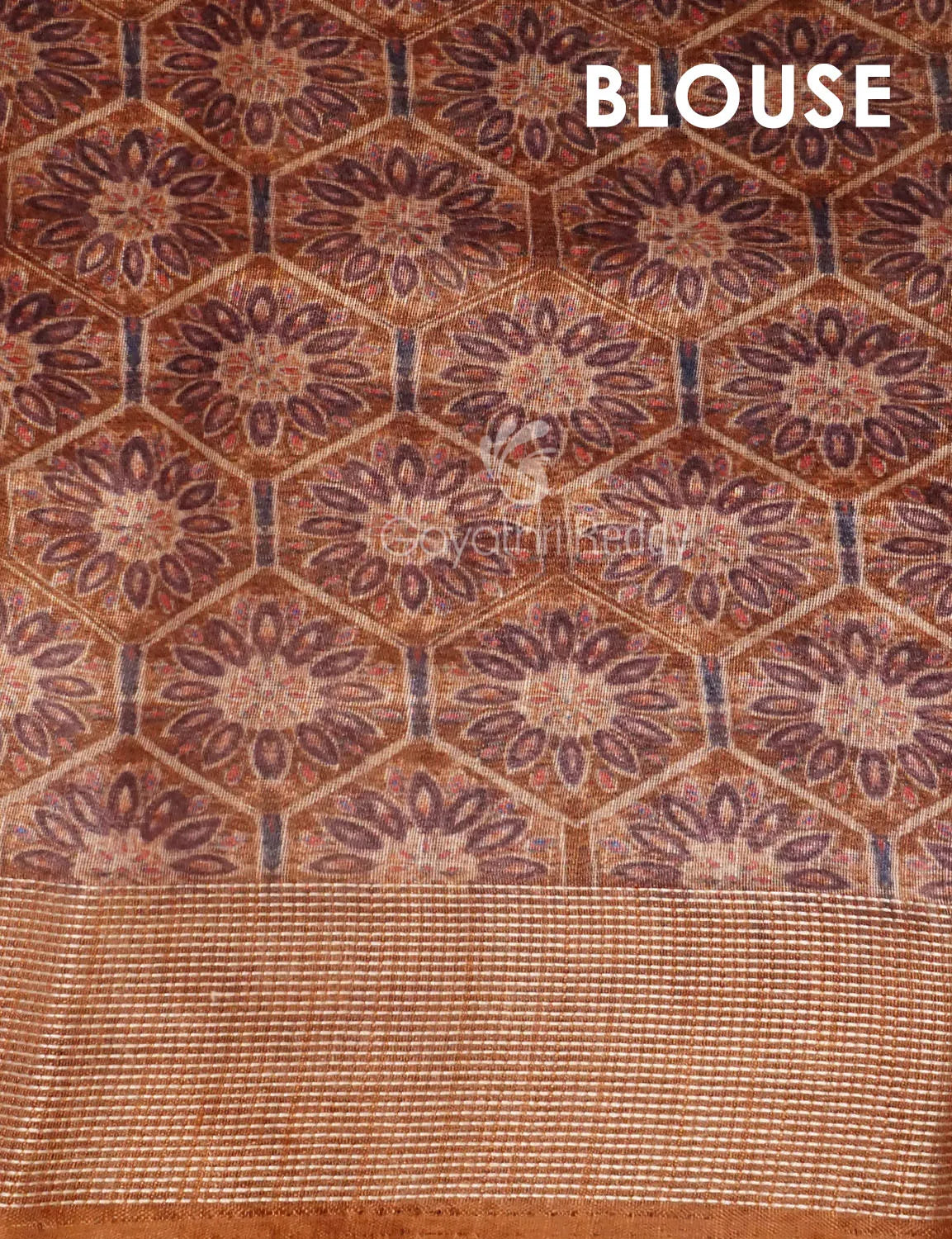 Wheat Colour All Over Print Semi Chanderi Saree By Gayathri Reddy Designer Studio