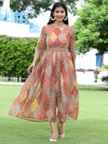 Juniper Multi Chiffon Festive Printed Flared Jump Suit For Women