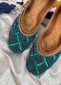 Desi Colour Women Indian Ethnic Footwear-Teal Pearl