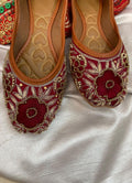 Desi Colour Women Indian Ethnic Footwear-Maroon Velvet Emb