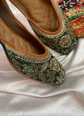 Desi Colour Women Indian Ethnic Footwear-Green Flower