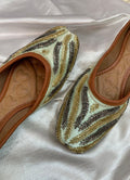 Desi Colour Women Indian Ethnic Footwear-Gold Lines