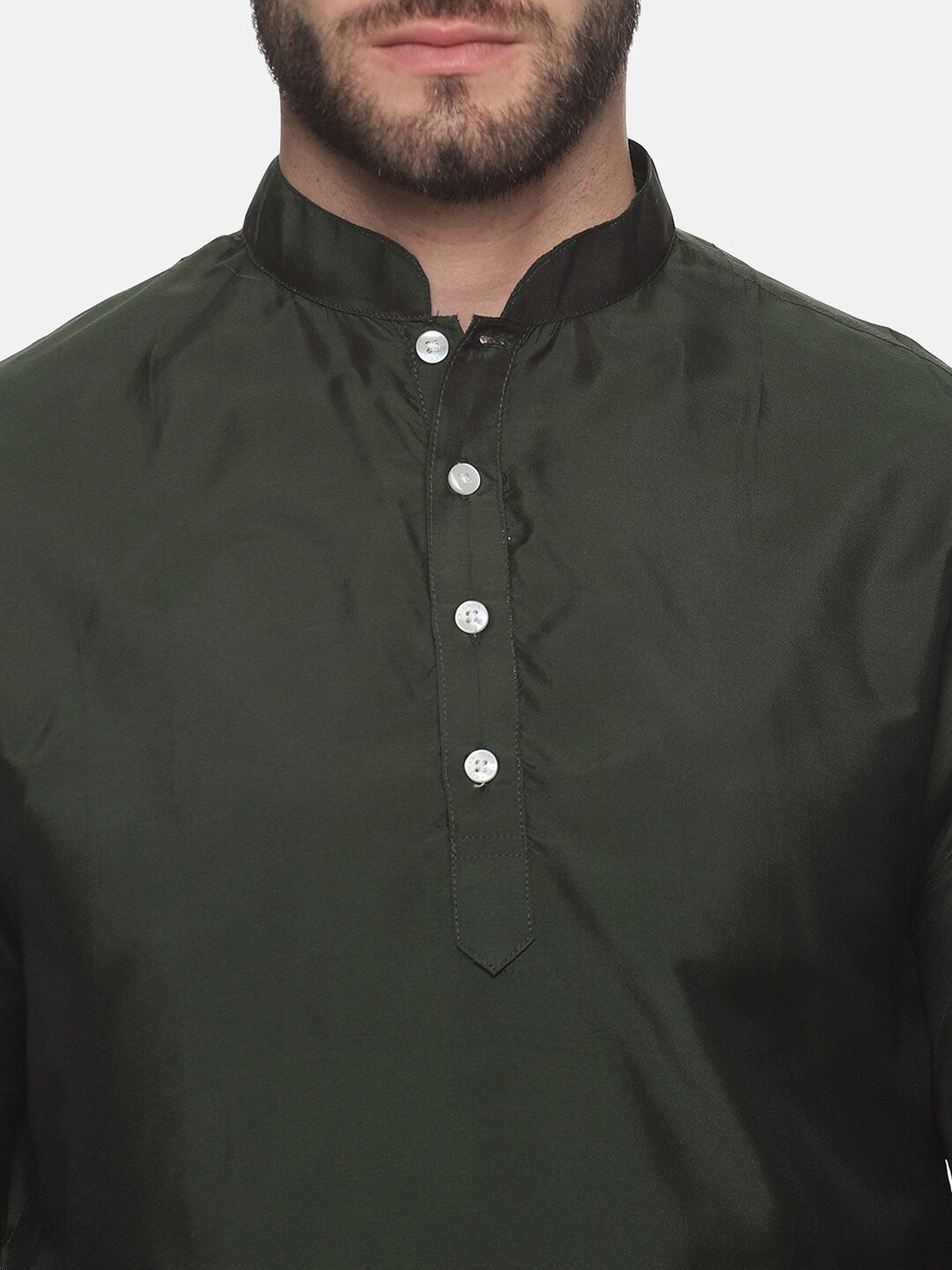 Sethukrishna Men Green Striped Kurta with Dhoti Pants