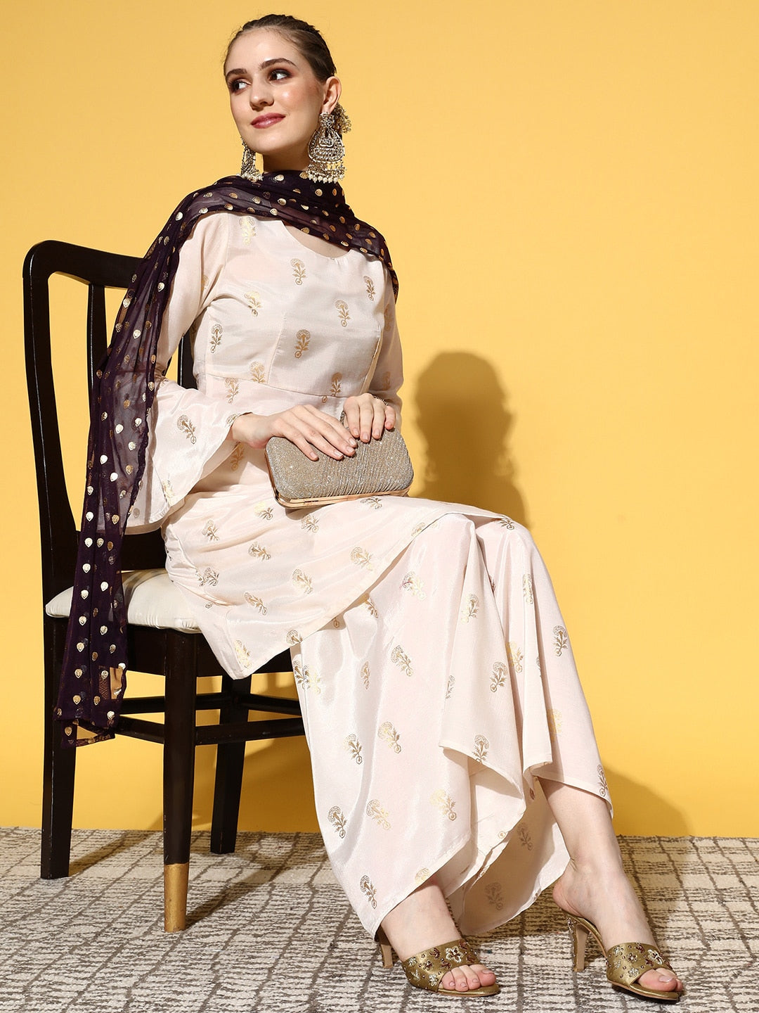 HERE&NOW Women Ethnic Motifs Polyester Print Parade Kurta Set