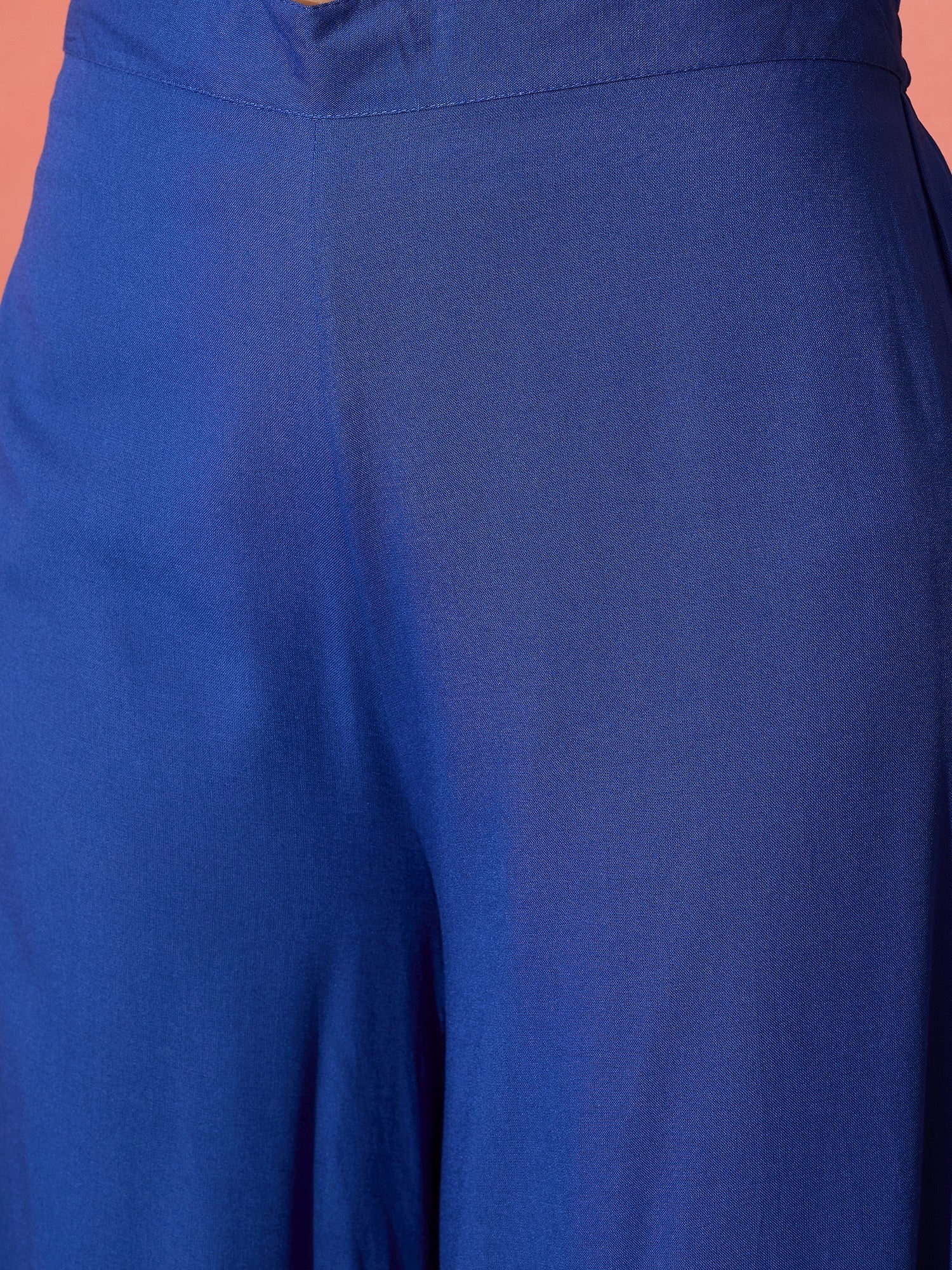 InWeave Strappy Ink Blue With Blue Fuchsia Floral Organza Dupatta Set