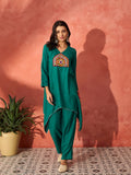 InWeave Teal Triangle Patch Kurta Set