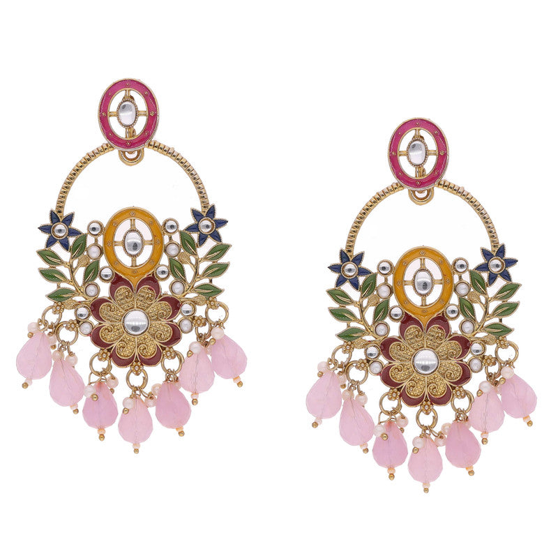 Tehzeeb Creations Purple Beads Multi Colour Earrings