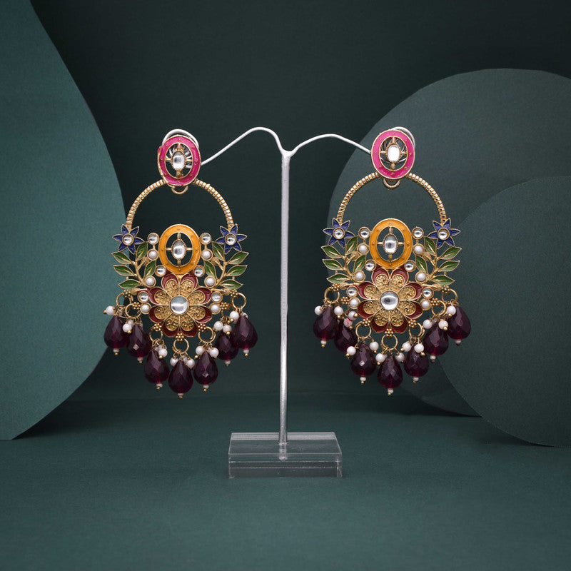 Tehzeeb Creations Pink Beads Multi Colour Earrings