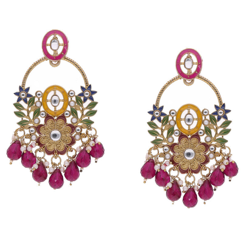 Tehzeeb Creations Pink Beads Multi Colour Earrings