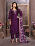 Vedant Vastram Kurta Pant set with Dupatta having Beautiful Hand work (Khatli Work) - Wine