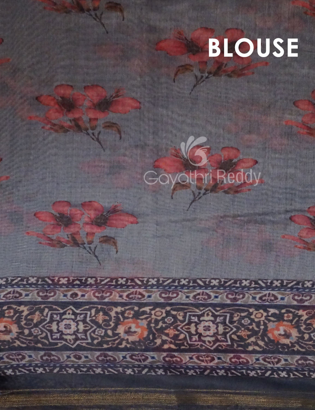 Off White Colour Printed Semi Chanderi Design Saree By Gayathri Reddy Designer Studio