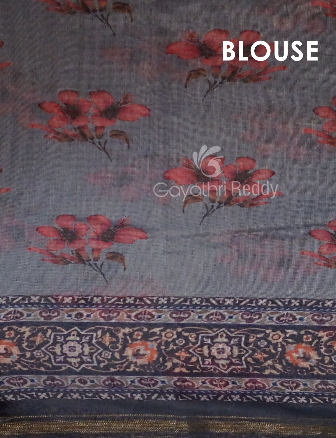 Off White Colour Printed Semi Chanderi Design Saree By Gayathri Reddy Designer Studio