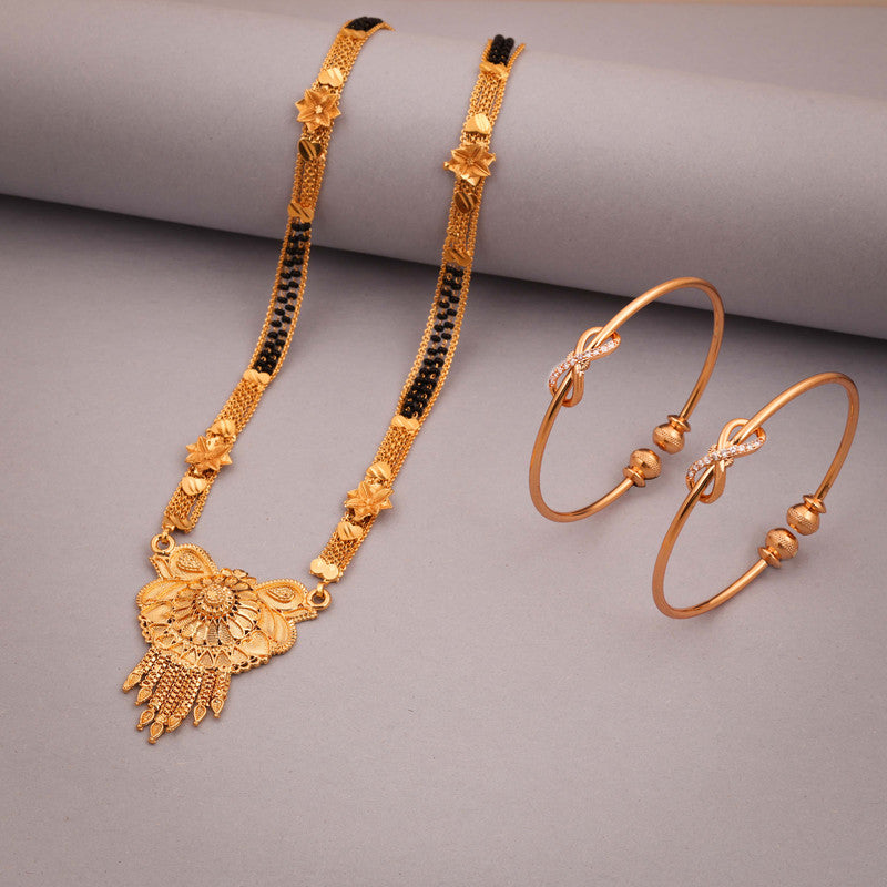 Tehzeeb Creations Gold-Polished Mangalsutra With Pair Of Bangle