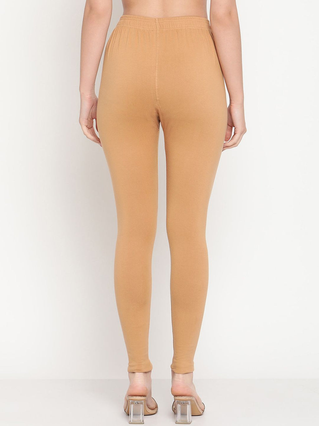 TAG 7 Pack of 2 White & Beige Solid Comfort-Fit Ankle-Length Leggings