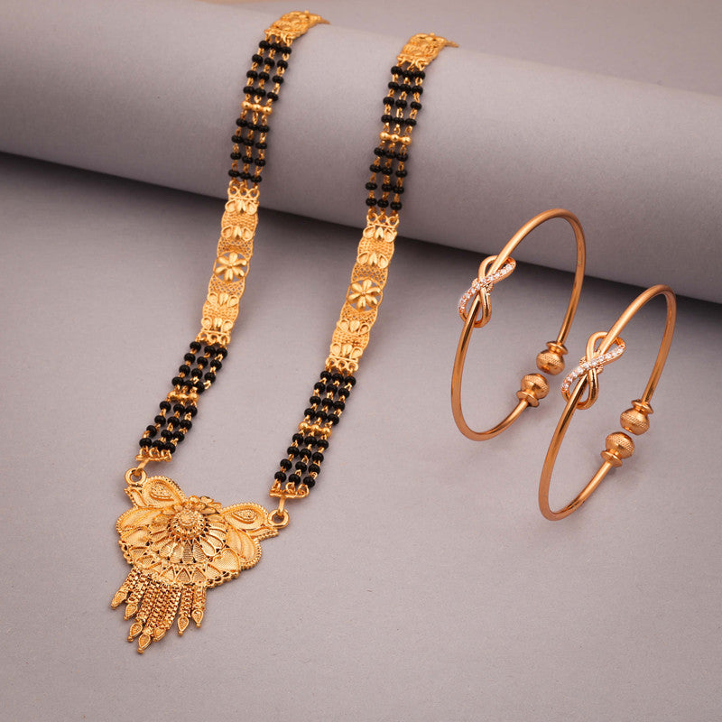 Tehzeeb Creations Gold-Polished Mangalsutra With Pair Of Bangle