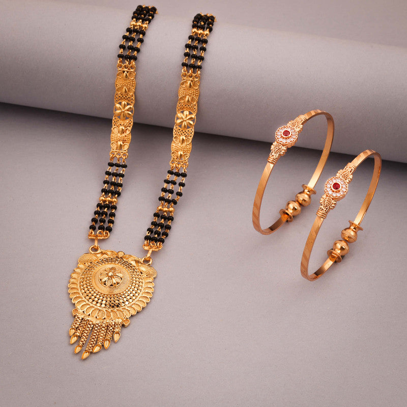 Tehzeeb Creations Gold-Polished Mangalsutra With Pair Of Bangle