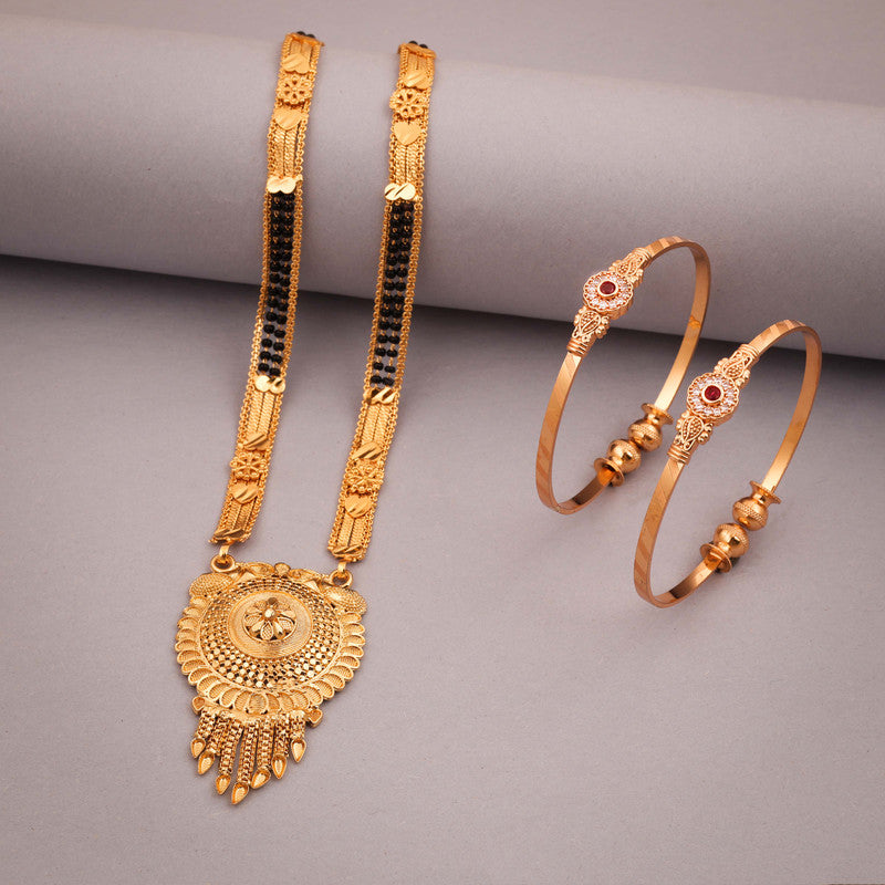 Tehzeeb Creations Gold-Polished Mangalsutra With Pair Of Bangle
