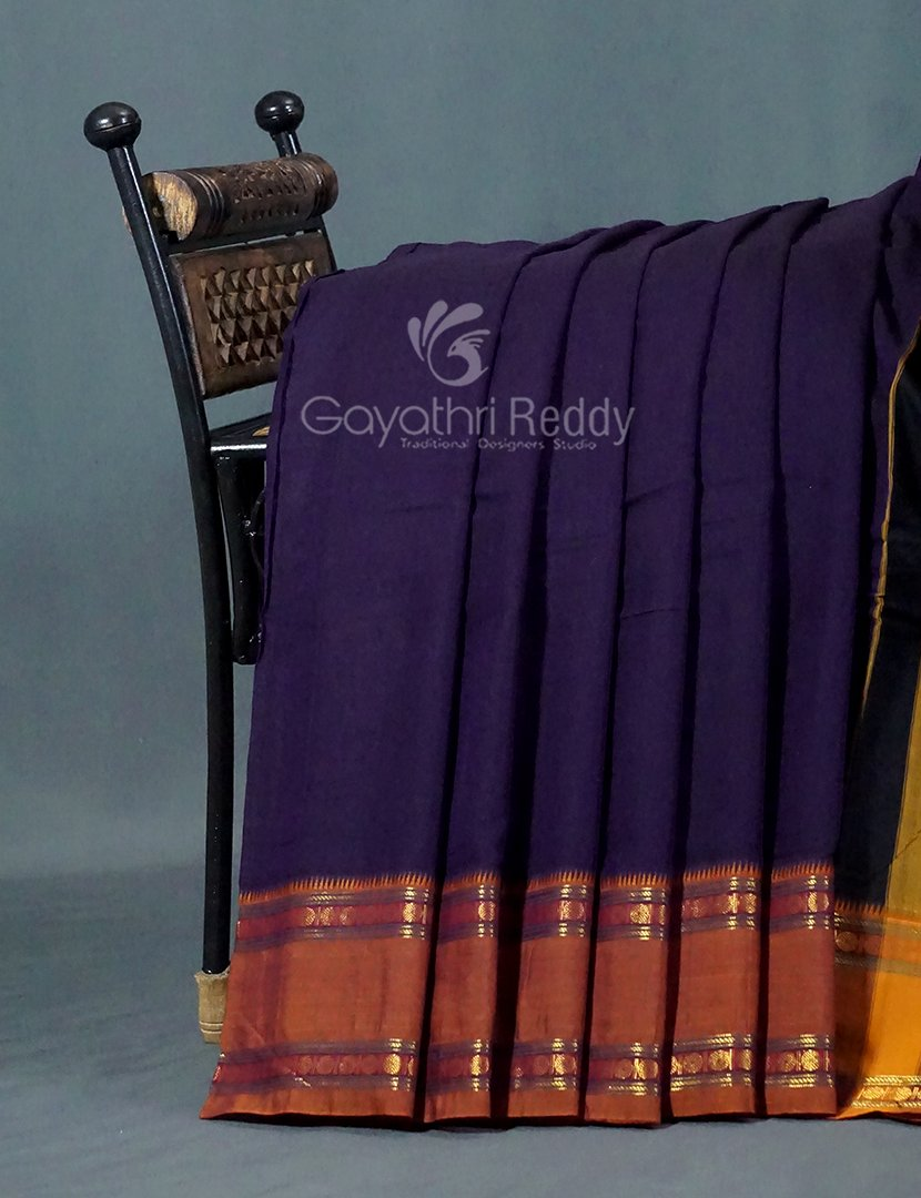 Kalanetha Dark Brinjal Coloured Pure Narayanpet Cotton Saree By Gayathri Reddy Designer Studio