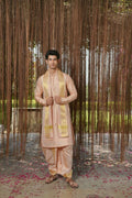 Dusky Pink Kanjivaram Machien Embroidered Pattu Set by Hilo Design
