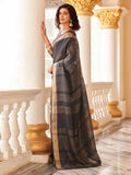 Tikhi Imli Charcoal & Gold-Toned Polycotton Zari Ready to Wear Saree