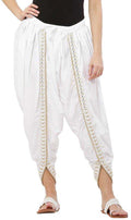 PAVONINE White Color Embellished Beetel Rayon Fabric Patiala For Women & Girls