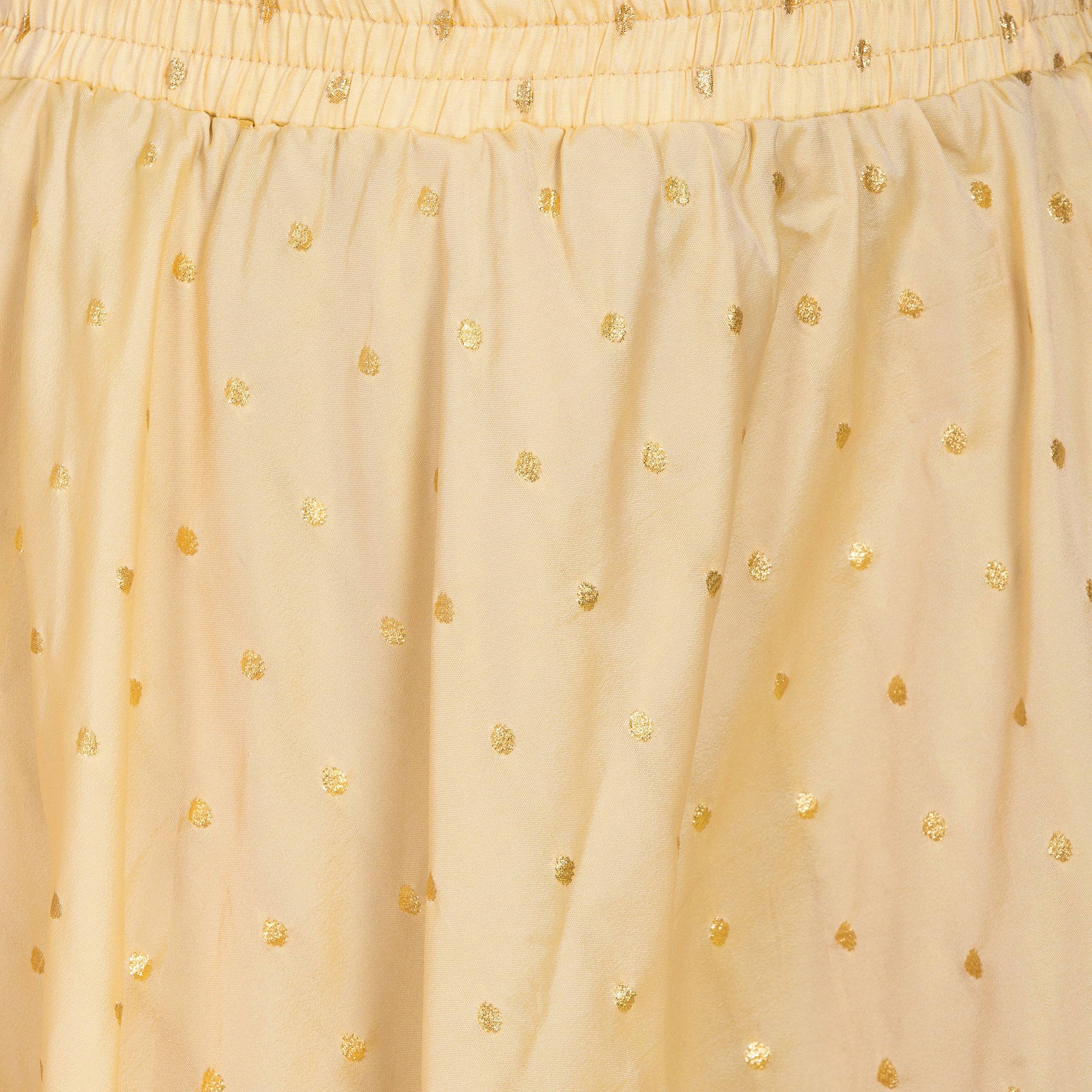 PAVONINE Beige Color Golden Zari Work Satan Fabric Maxi Skirt For Women