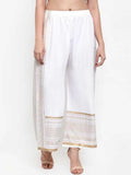 PAVONINE White Color Rayon Fabric Side Print Palazzo For Women