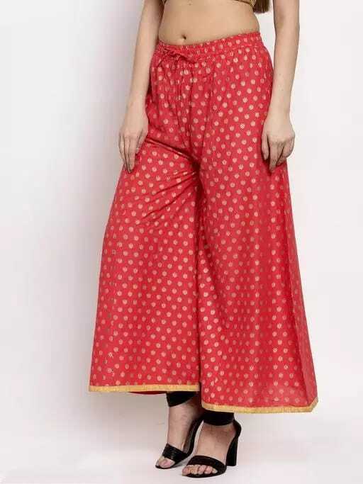 PAVONINE Gajri Color Rayon Fabric Sun Print Palazzo For Women