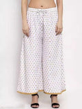 PAVONINE White Color Rayon Fabric Sun Print Palazzo For Women