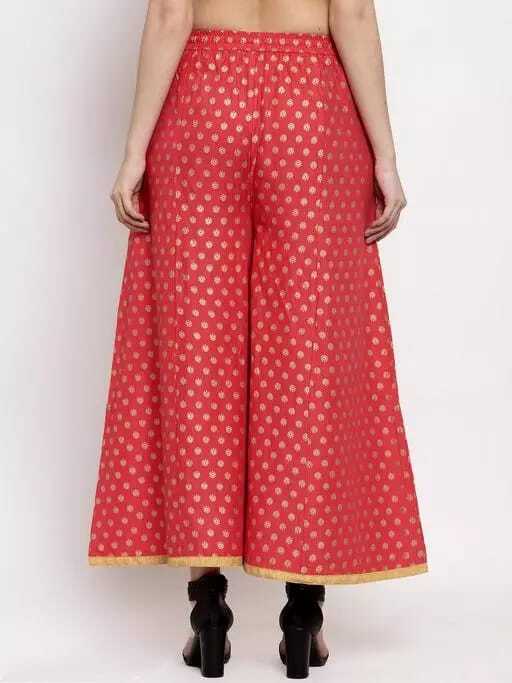 PAVONINE Gajri Color Rayon Fabric Sun Print Palazzo For Women