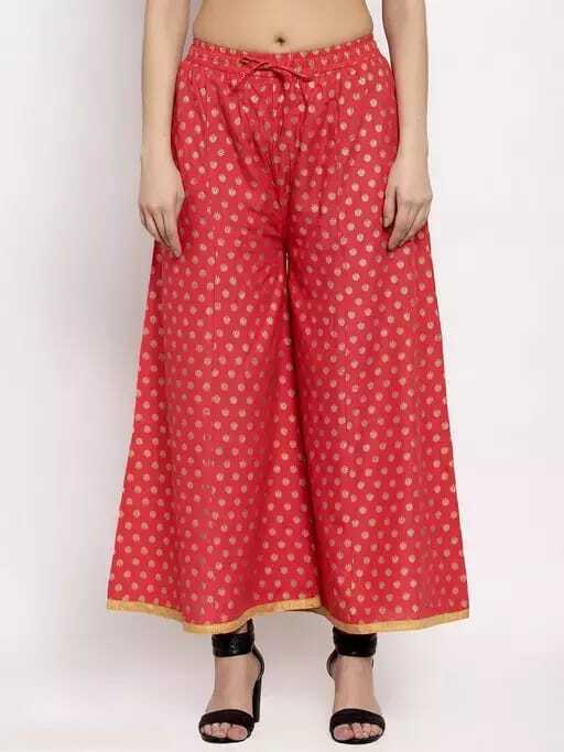 PAVONINE Gajri Color Rayon Fabric Sun Print Palazzo For Women