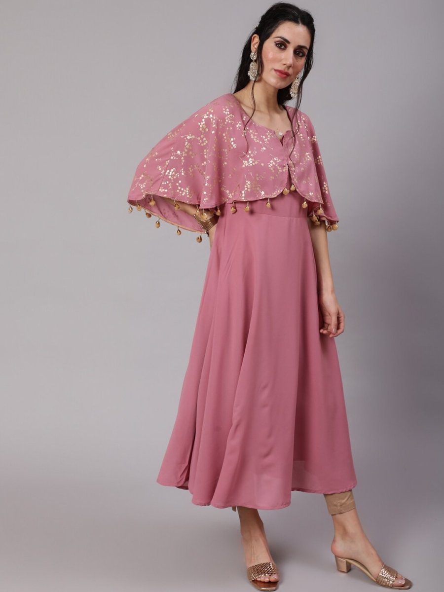 Aks Yoke Design Flared Sleeves Georgette Anarkali Kurta